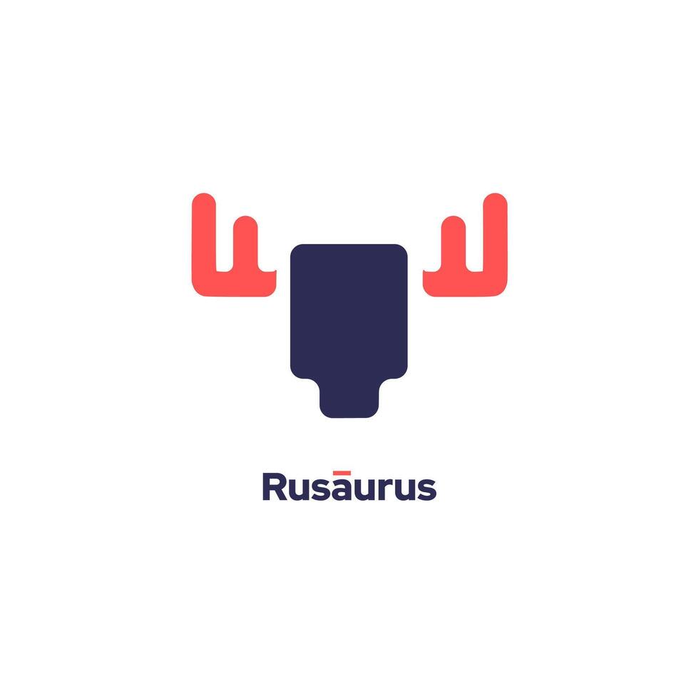 rusaurus - representa un antílope y ciervo mascota y icono logo vector modelo.