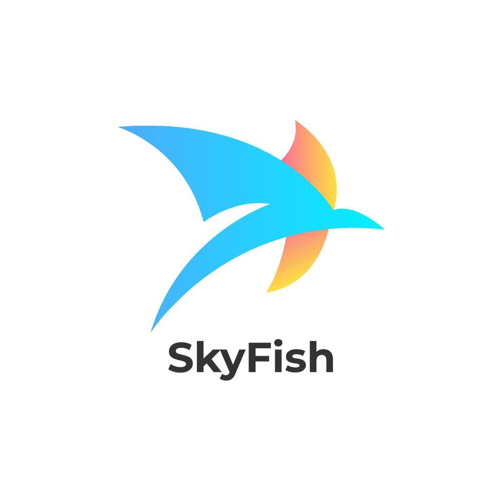 Skyfish - Fish Abstract Company Logo Design Isolated vector