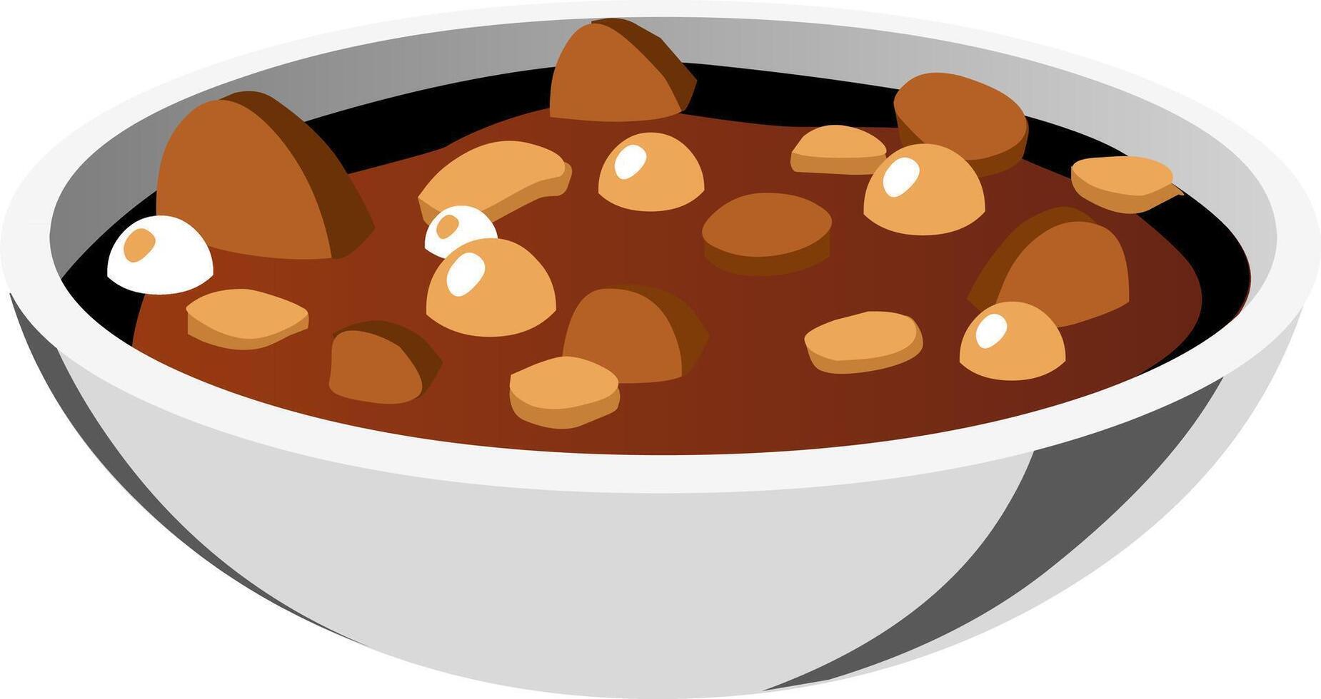 Illustration of a Bowl of Chocolate Pudding With Chocolate Chips on a White Background vector