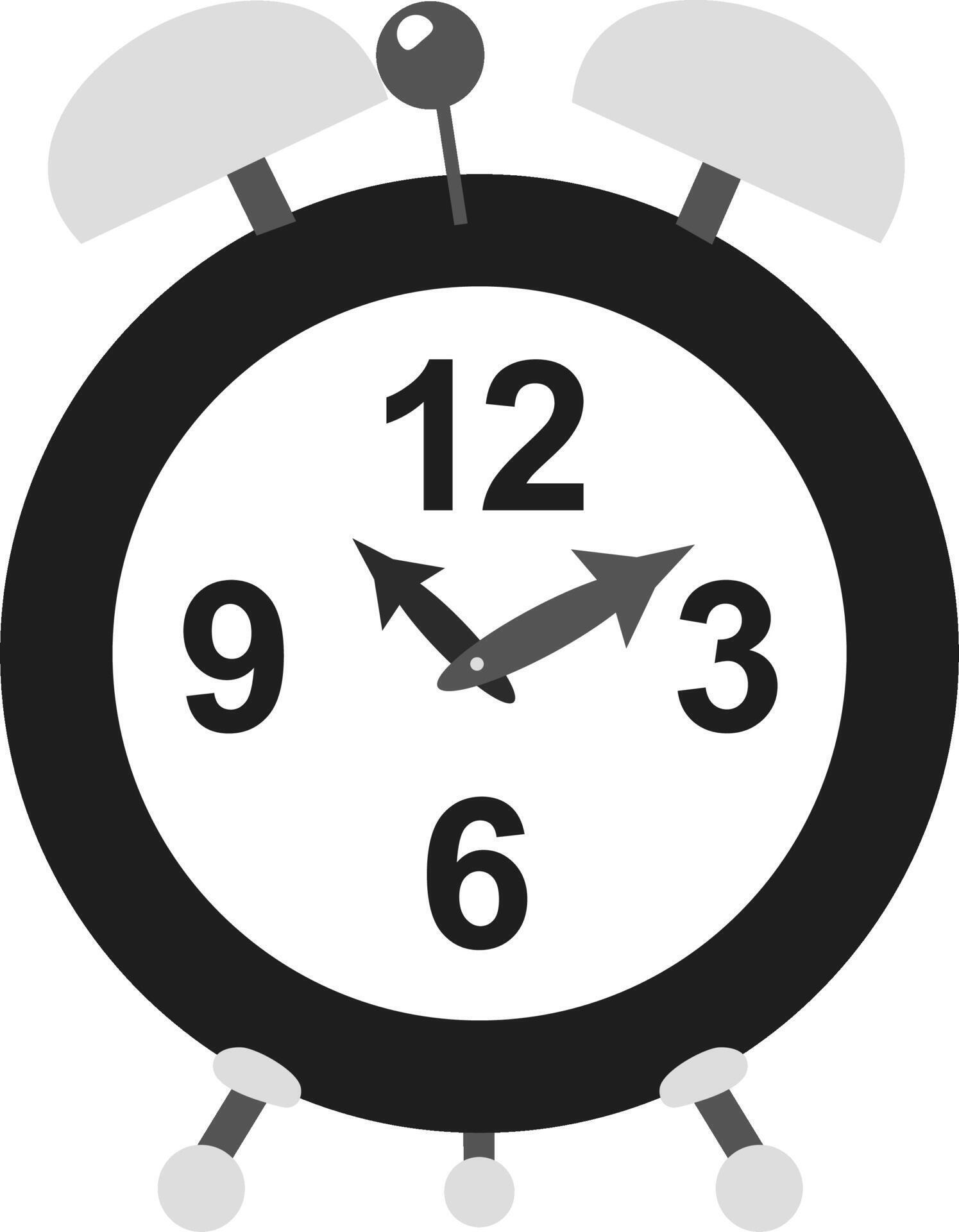 Illustration of an Alarm Clock. Black and White Vector Illustration