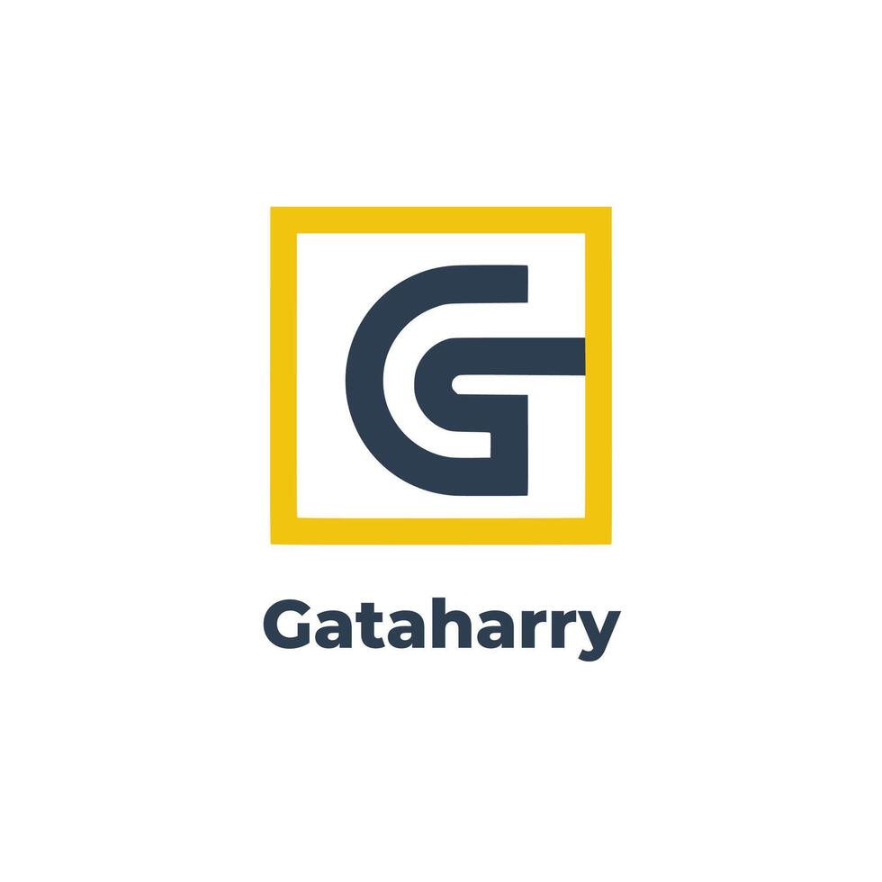 Gataharry - Showcases a G Letter Logo Design Vector Template, Characterized by an Abstract Letter G Linked Logo With a Squared Frame.