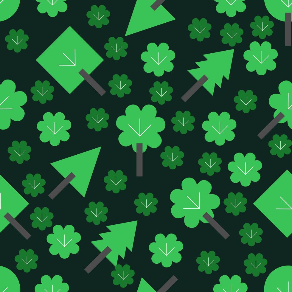 Green Green Trees Seamless Pattern vector