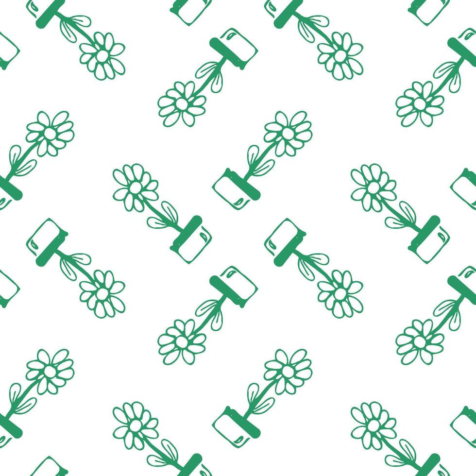 Green Spinning Flower Pot Pattern vector