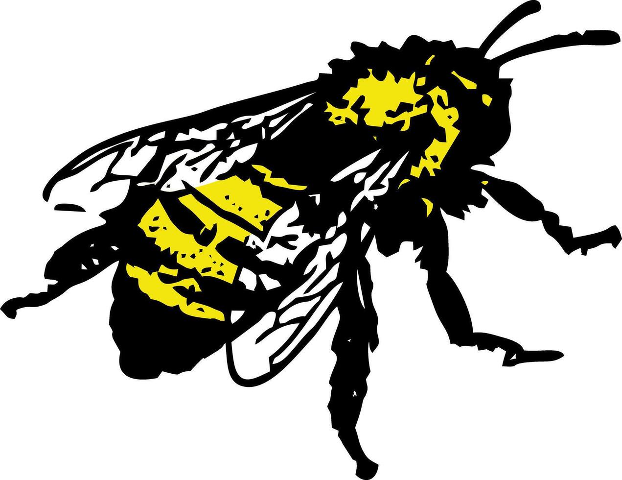 Zesty Bee Zing - Illustration of Playful Pollinators in Action. Bee Silhouette. vector