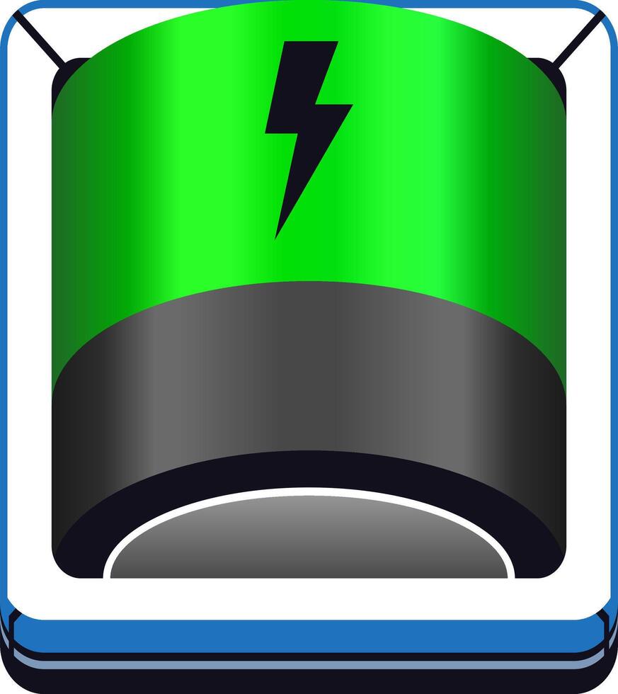 ilustración de un verde batería icono con un poder firmar vector