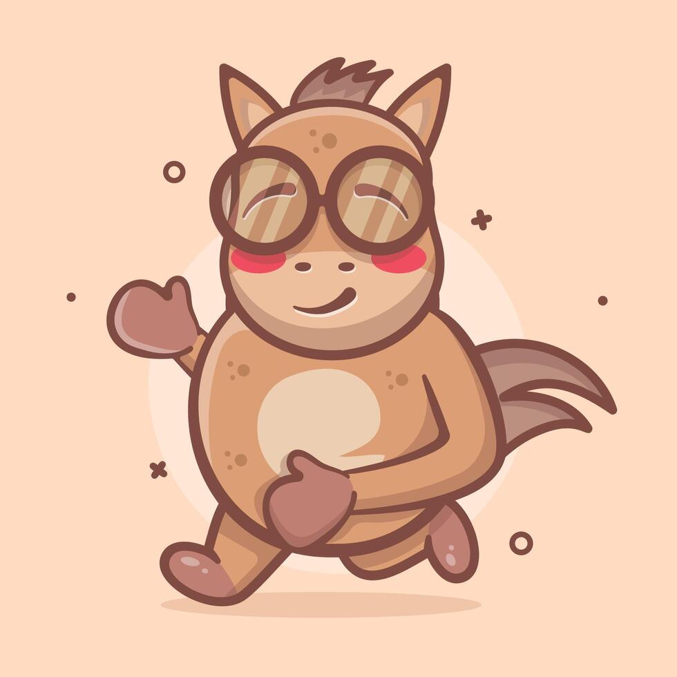 cute horse animal character mascot running isolated cartoon in flat style design vector