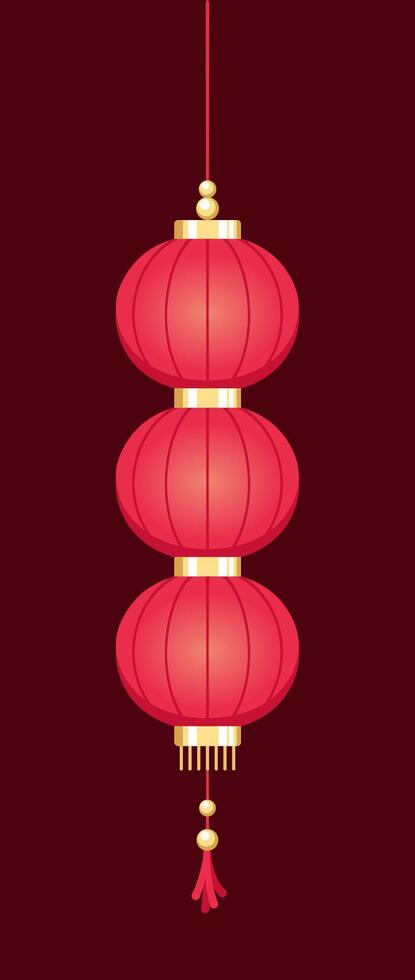Red Hanging Chinese Lantern, Lunar New Year and Mid-Autumn Festival Decoration Graphic. Decorations for the Chinese New Year. Chinese lantern festival. vector