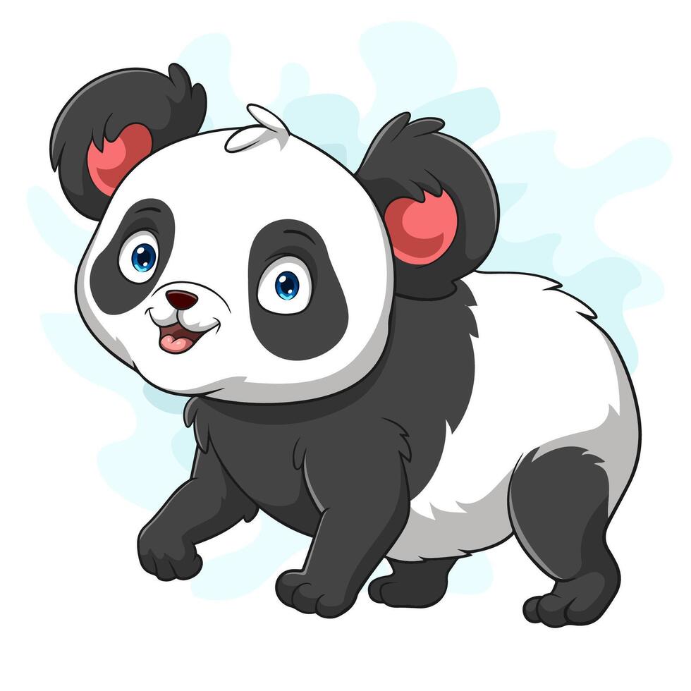 Cartoon panda bear on white background vector