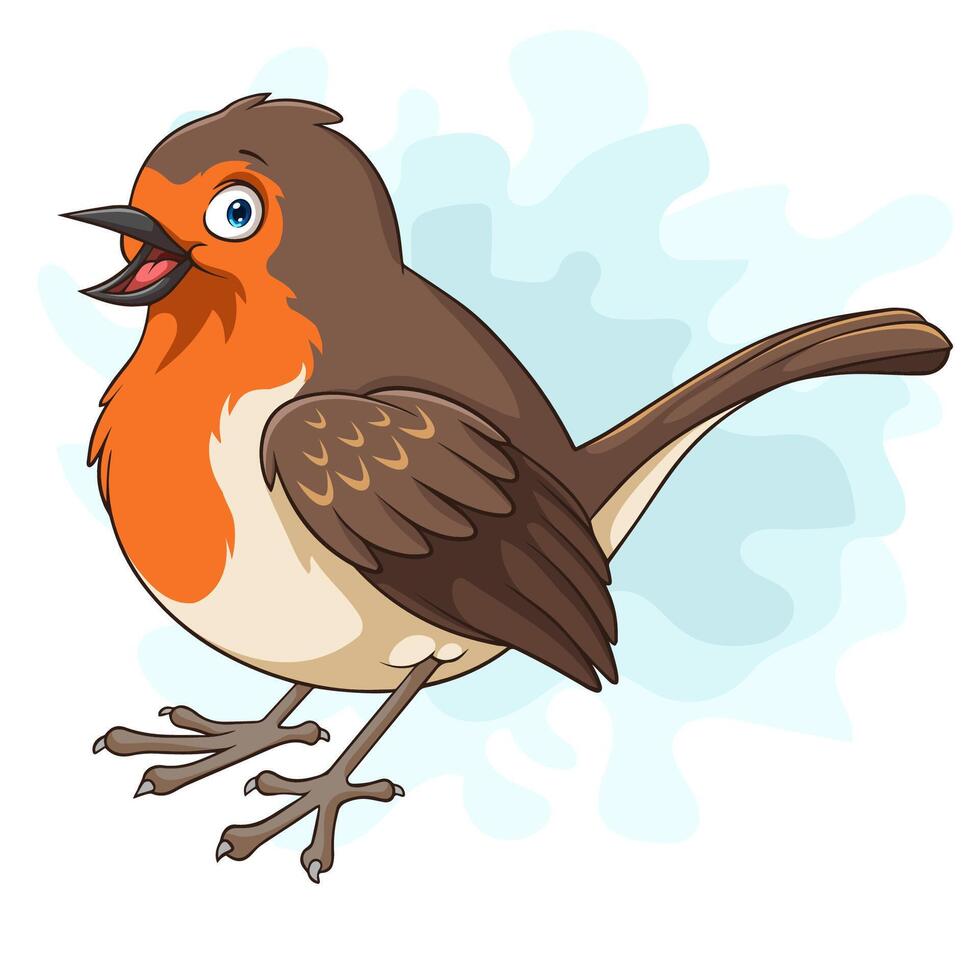 Cartoon robin bird on white background vector