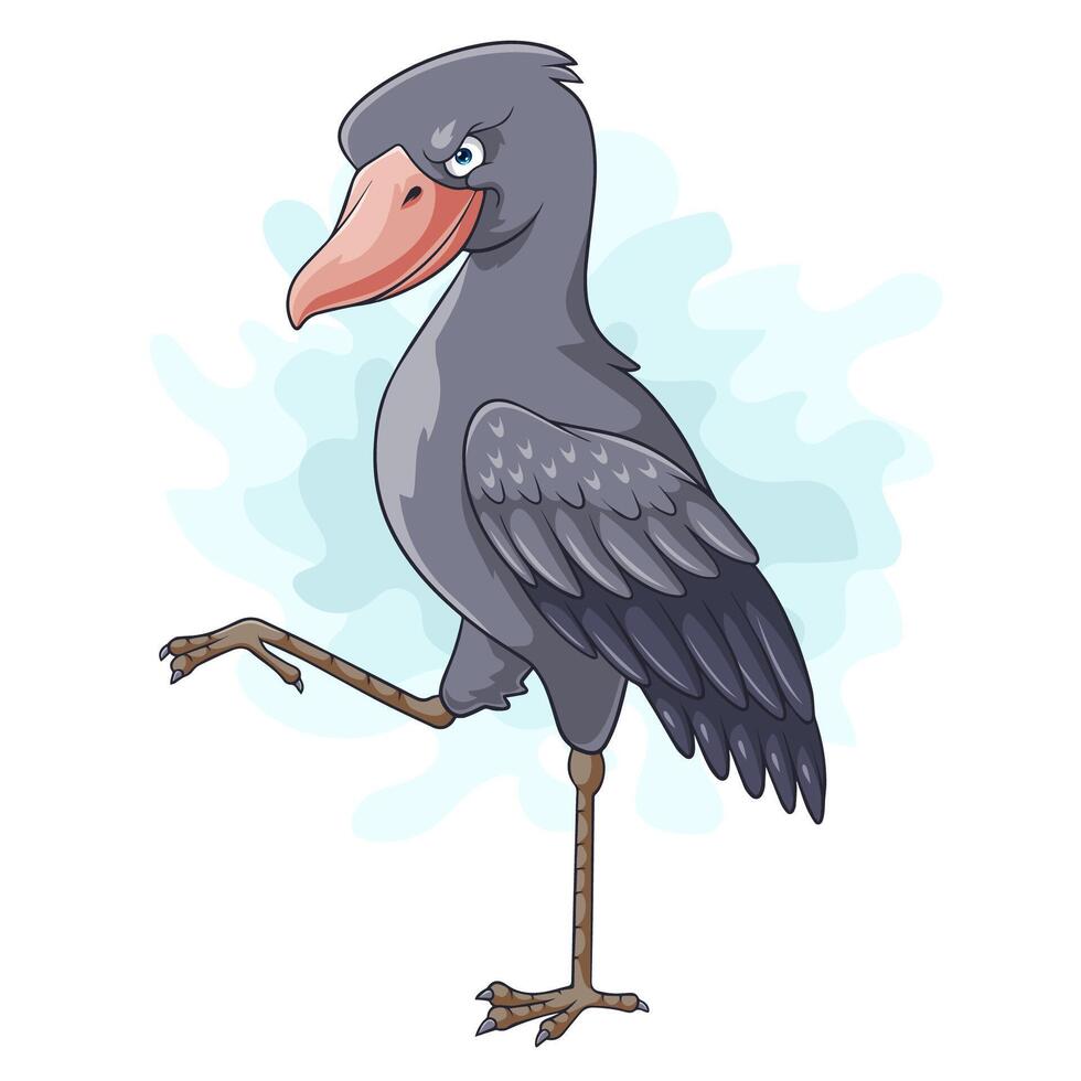 Cartoon shoebill stork with angry expression vector