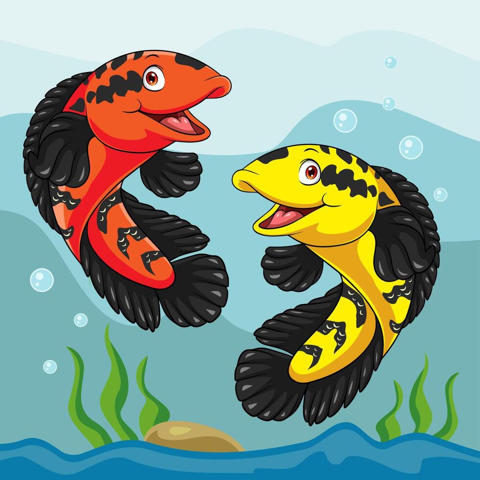 Cartoon snake head fish on white background vector