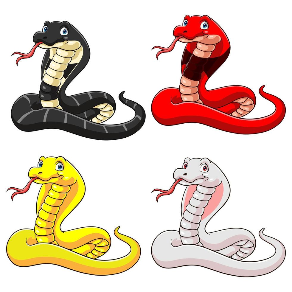 set of cobra cartoon collection vector