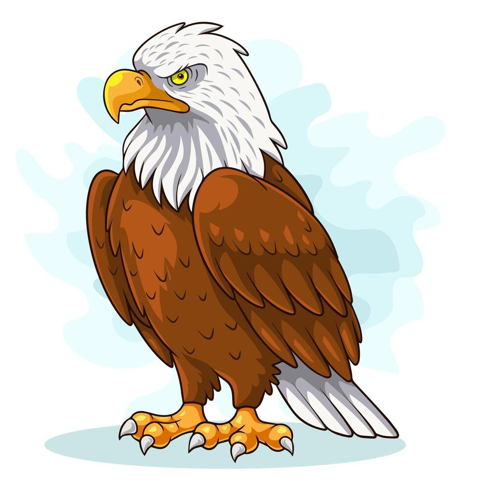 dibujos animados águila pájaro en blanco antecedentes vector