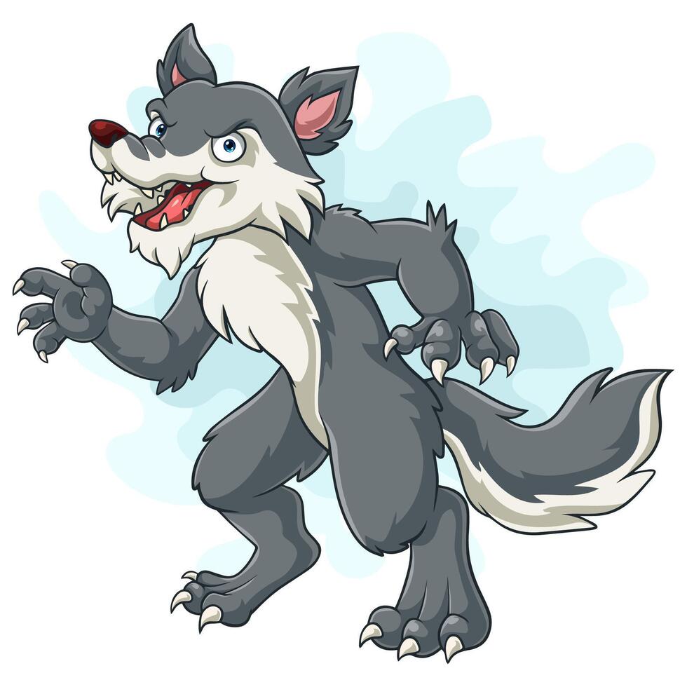 Cartoon angry wolf isolated on white background vector