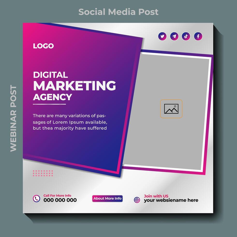 Digital Marketing agency corporate business Social Media Post Template, Digital marketing agency, Square Flyer Template, Editable web Banner Post Template, Digital Business Marketing, Banner, vector
