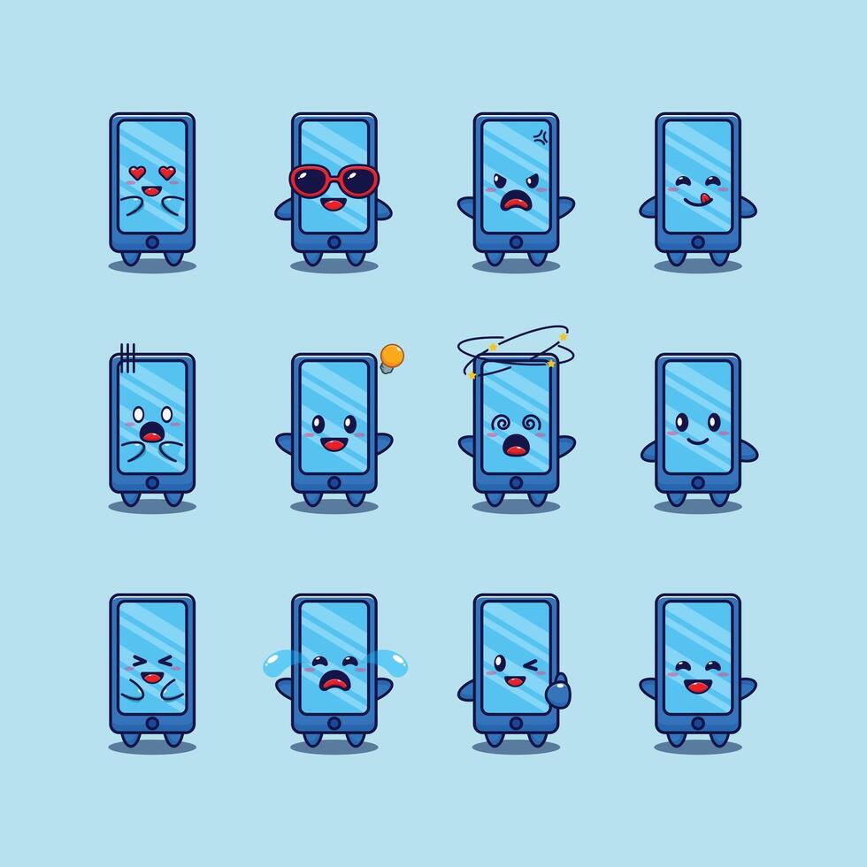 cute phone cartoon character vector illustration.