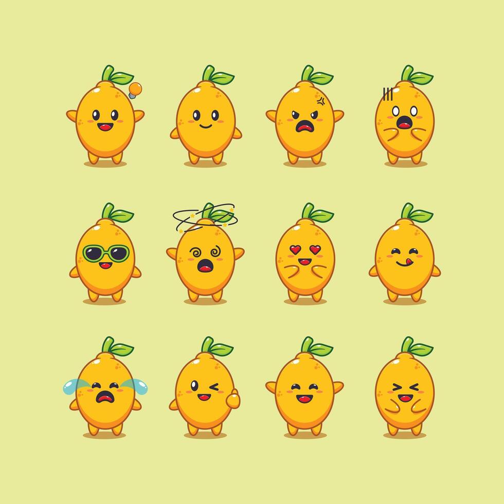 cute lemon cartoon character vector illustration.