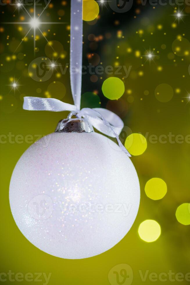 New Year's toys, decorations and other items on a green abstract background. photo