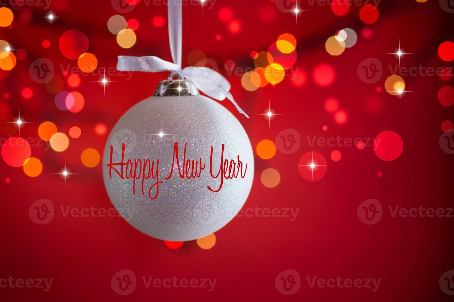 New Year's toys, decorations and other items on a red abstract background. photo