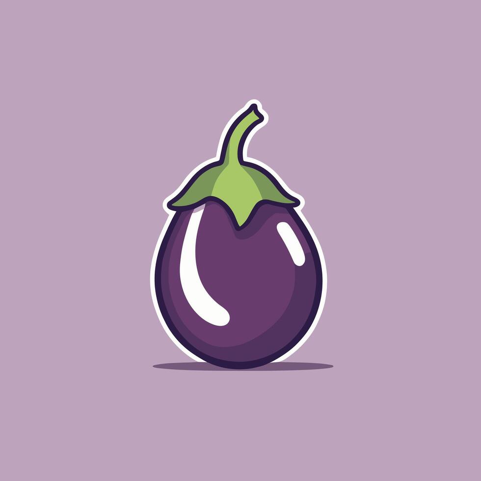 Cute cartoon eggplant aubergine illustration vector