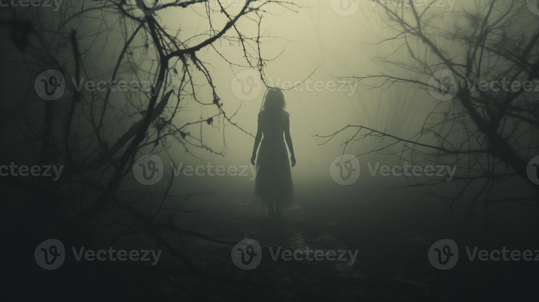 AI generated Scary figure in the fog. photo