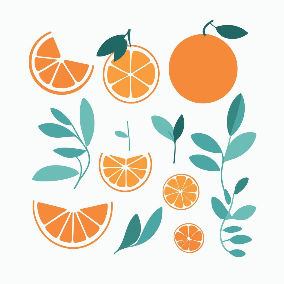 Set of orange drawings cartoon illustration vector