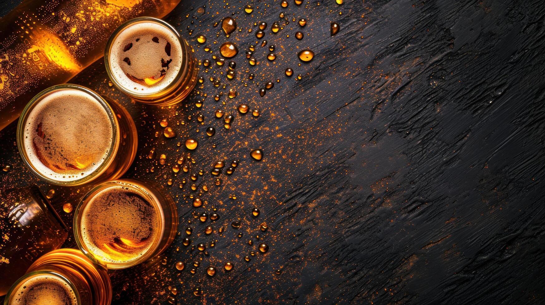 AI generated Beer advertisment background with copy space photo