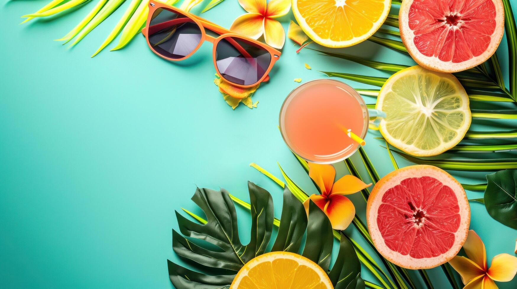 AI generated beautuful summer party background with copy space photo