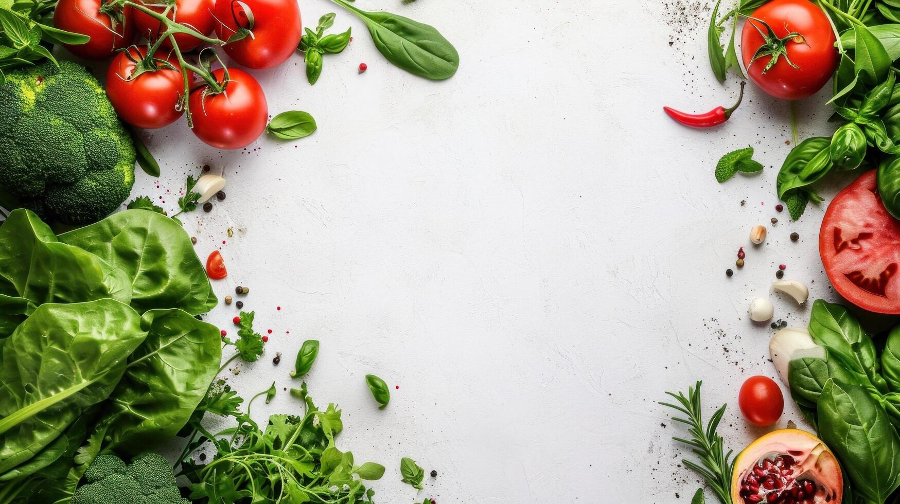 AI generated beautuful vegan background with copy space photo