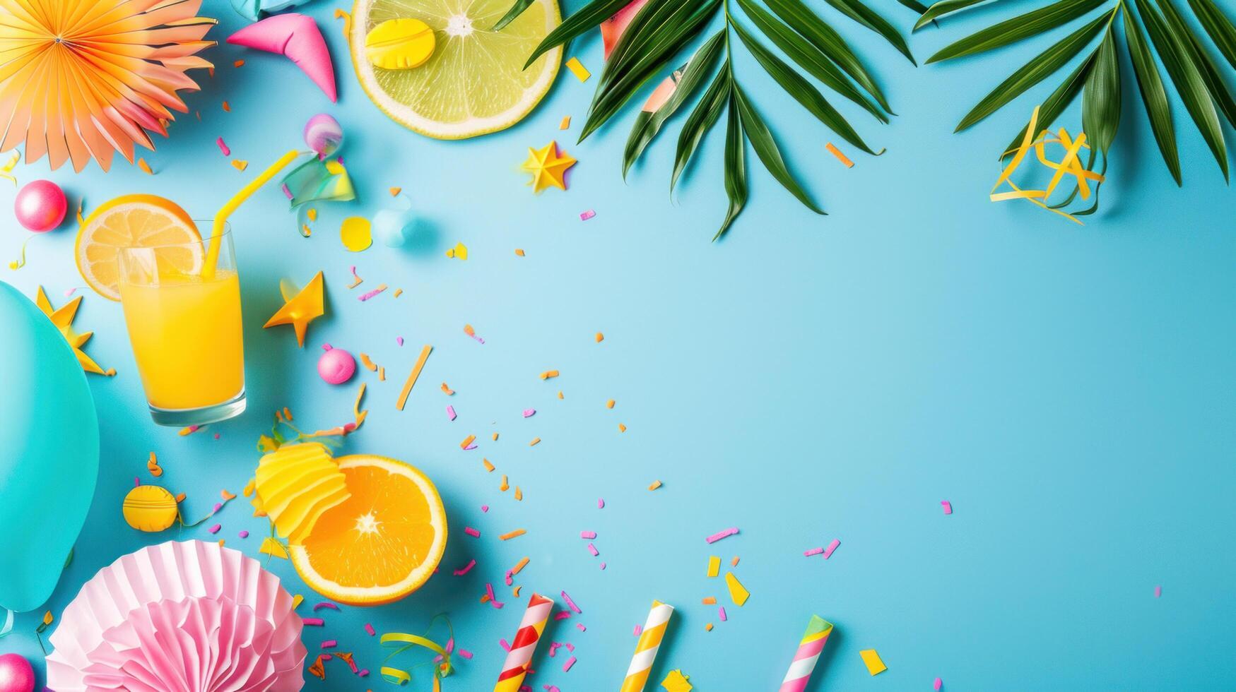 AI generated beautuful summer party background with copy space photo