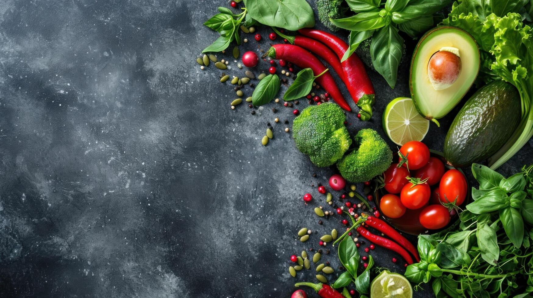 AI generated beautuful vegan background with copy space photo
