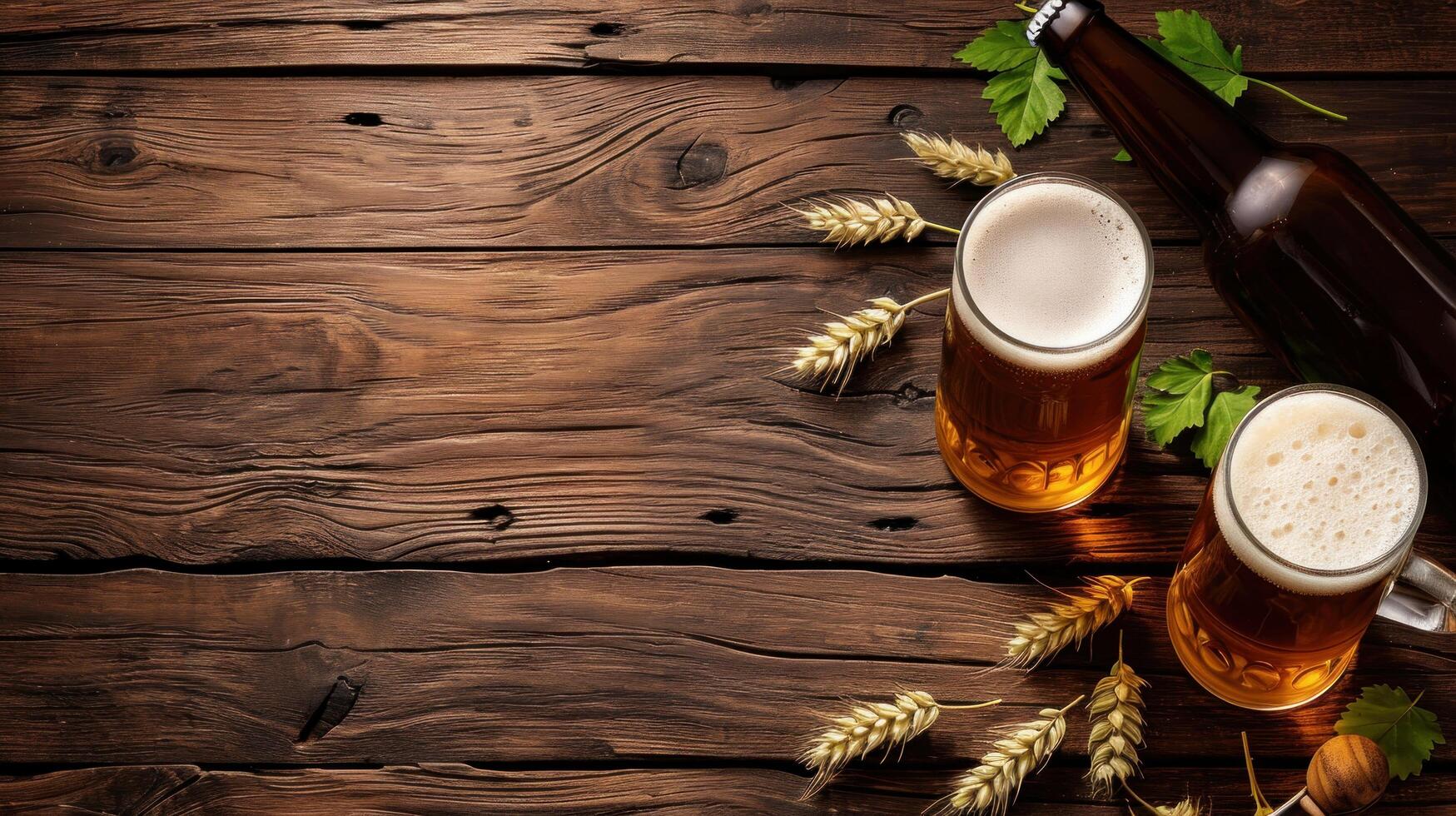 AI generated Beer advertisment background with copy space photo