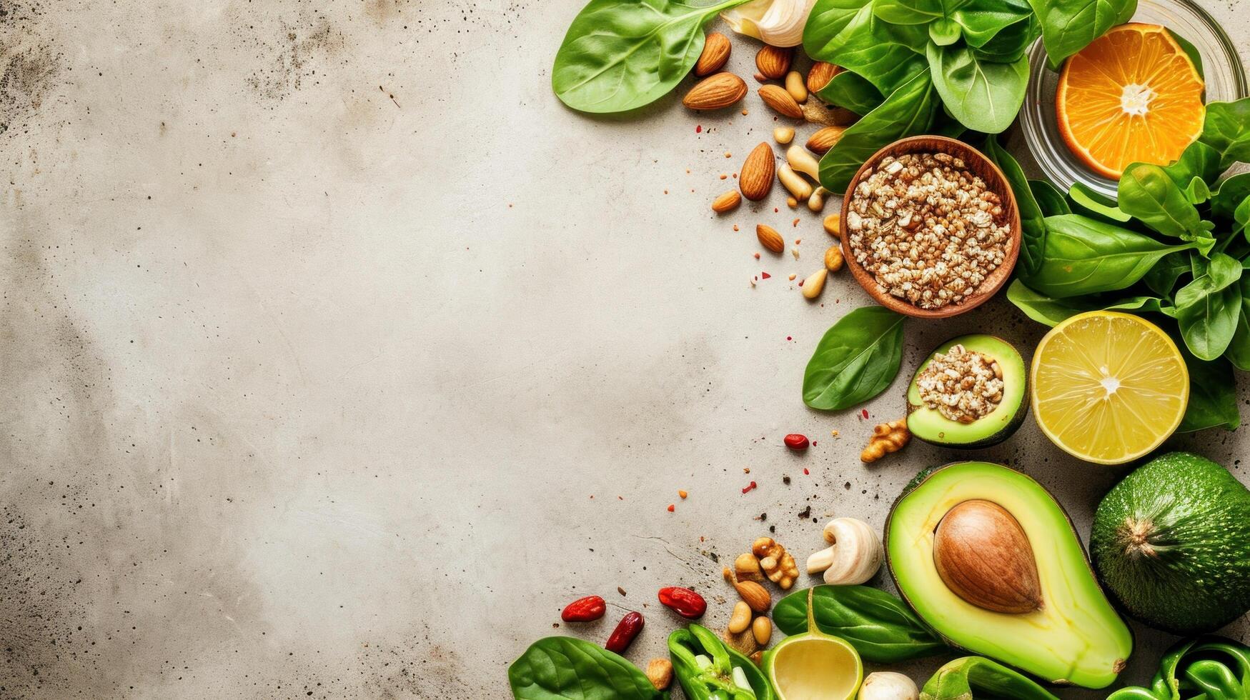 AI generated beautuful vegan background with copy space photo