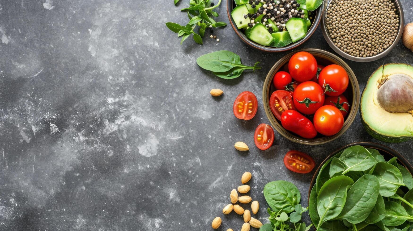 AI generated beautuful vegan background with copy space photo