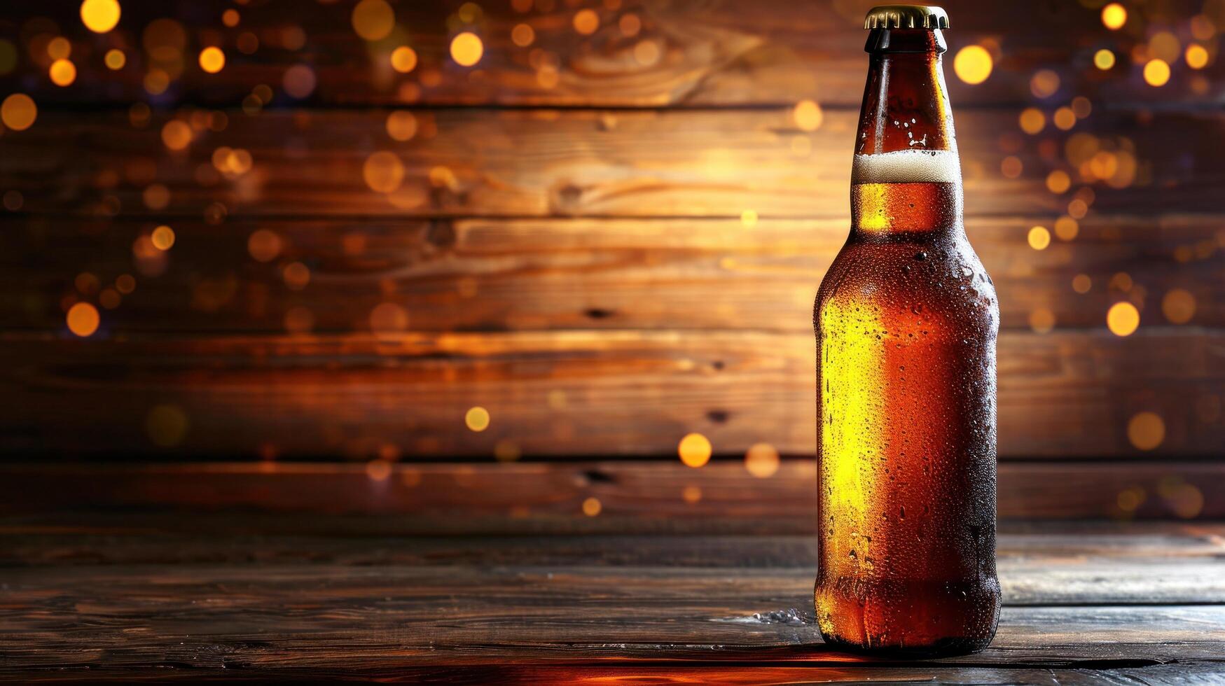 AI generated Beer advertisment background with copy space photo