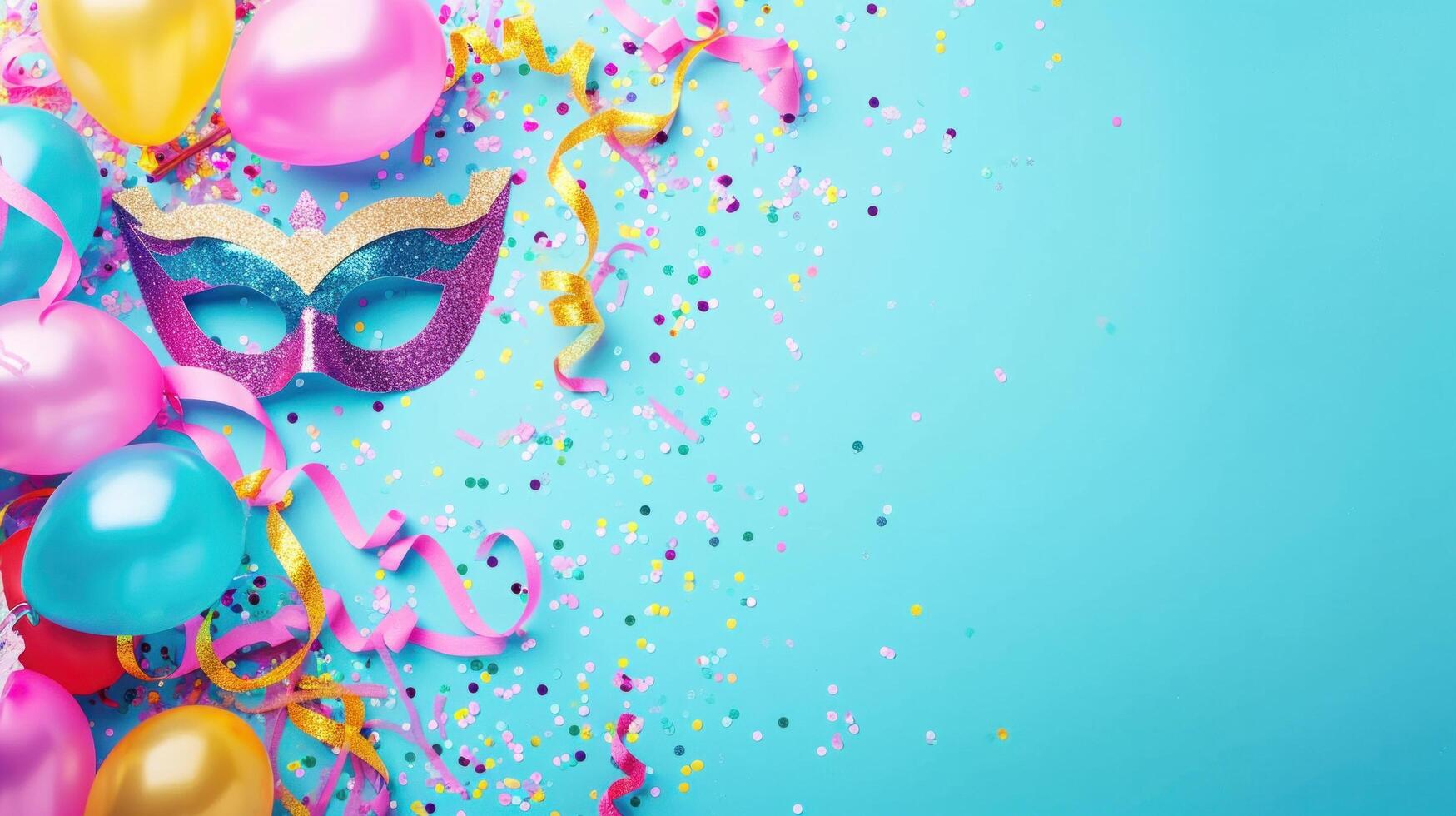 AI generated Carnival party advertisment background with copy space photo