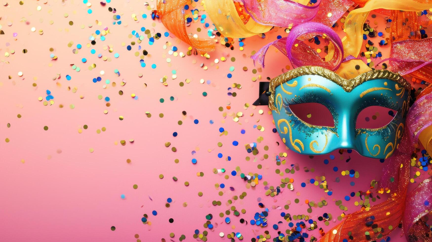 AI generated Carnival party advertisment background with copy space photo