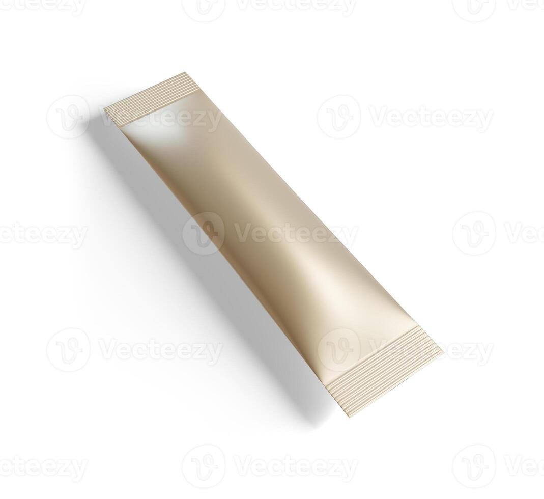 Stick matte sachet package for coffee, cacao, sugar and other products. Blank packaging mockup template. Realistic illustration isolated on white background photo