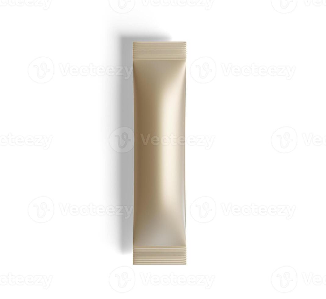 Stick matte sachet package for coffee, cacao, sugar and other products. Blank packaging mockup template. Realistic illustration isolated on white background photo