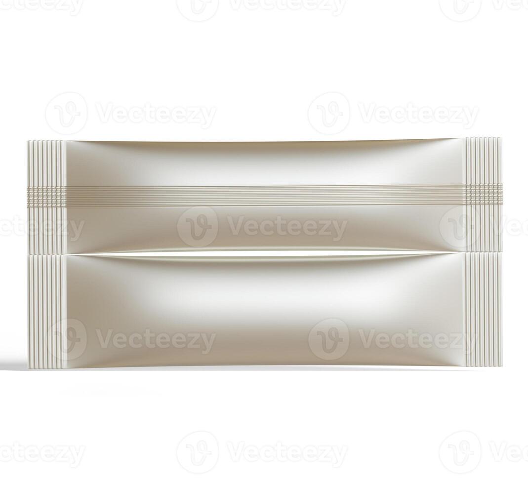 Stick matte sachet package for coffee, cacao, sugar and other products. Blank packaging mockup template. Realistic illustration isolated on white background photo