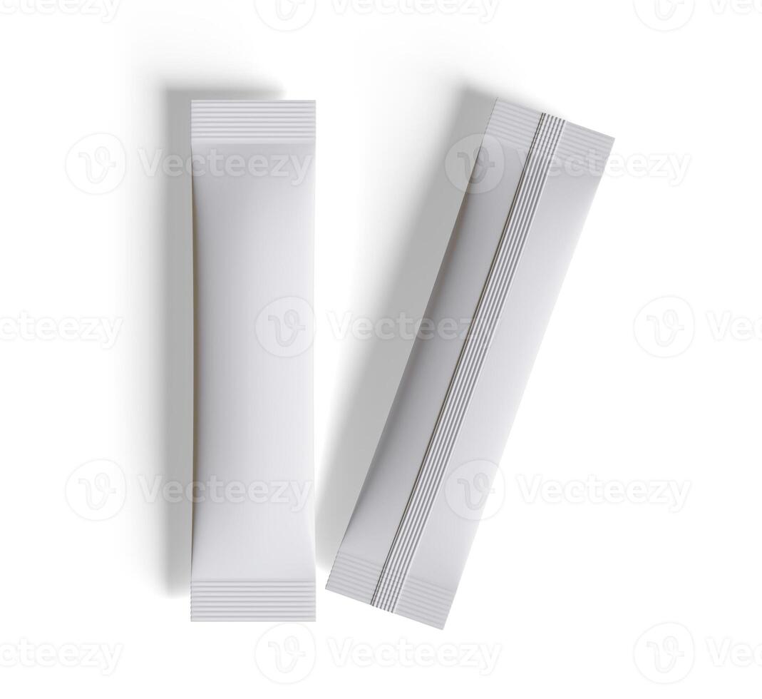 Paper pouch. Disposable packaging for salt, sugar and spices. Silver foil bag. Cane sugar photo