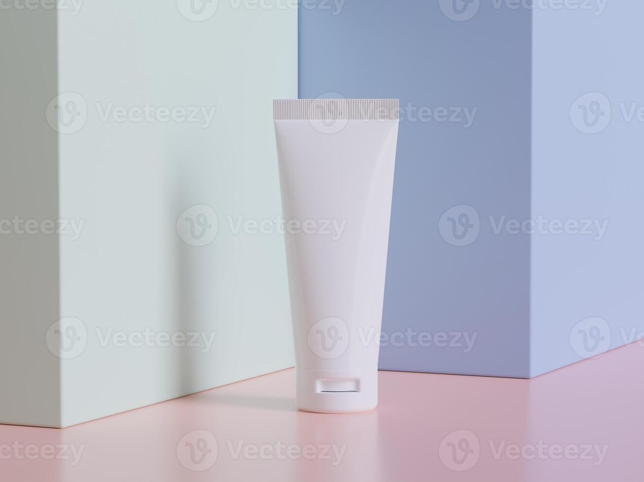 realista cosmético embalaje, belleza producto envase colocar, el plastico botella ilustración blanco. rociar botella, crema tubo y tarro Bosquejo colección en el podio 3d. claro spa higiene objeto foto