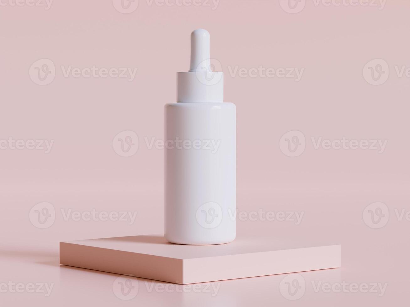 Realistic cosmetic packaging, Beauty product container set, plastic bottle illustration blank. spray bottle, cream tube and jar mockup collection on the podium 3D. Clear spa hygiene object photo