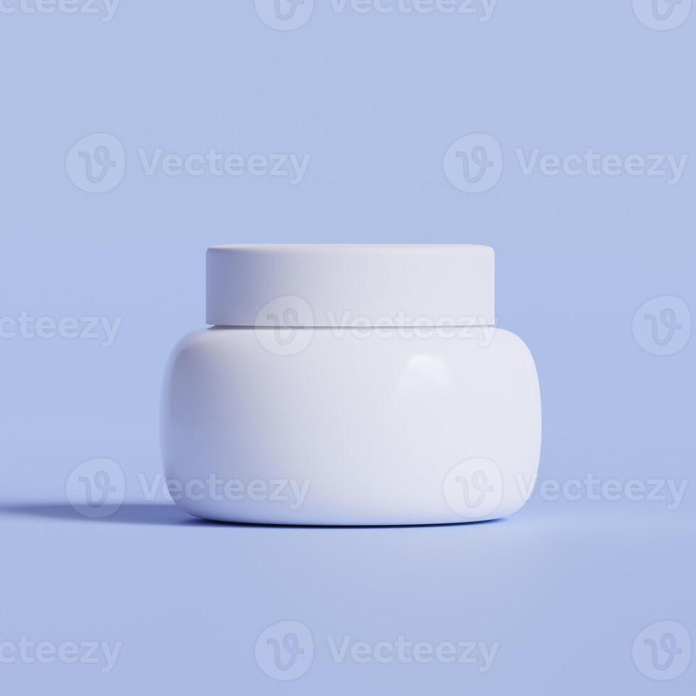 Round packaging of cream. Jar of cream isolated on backgroun color photo