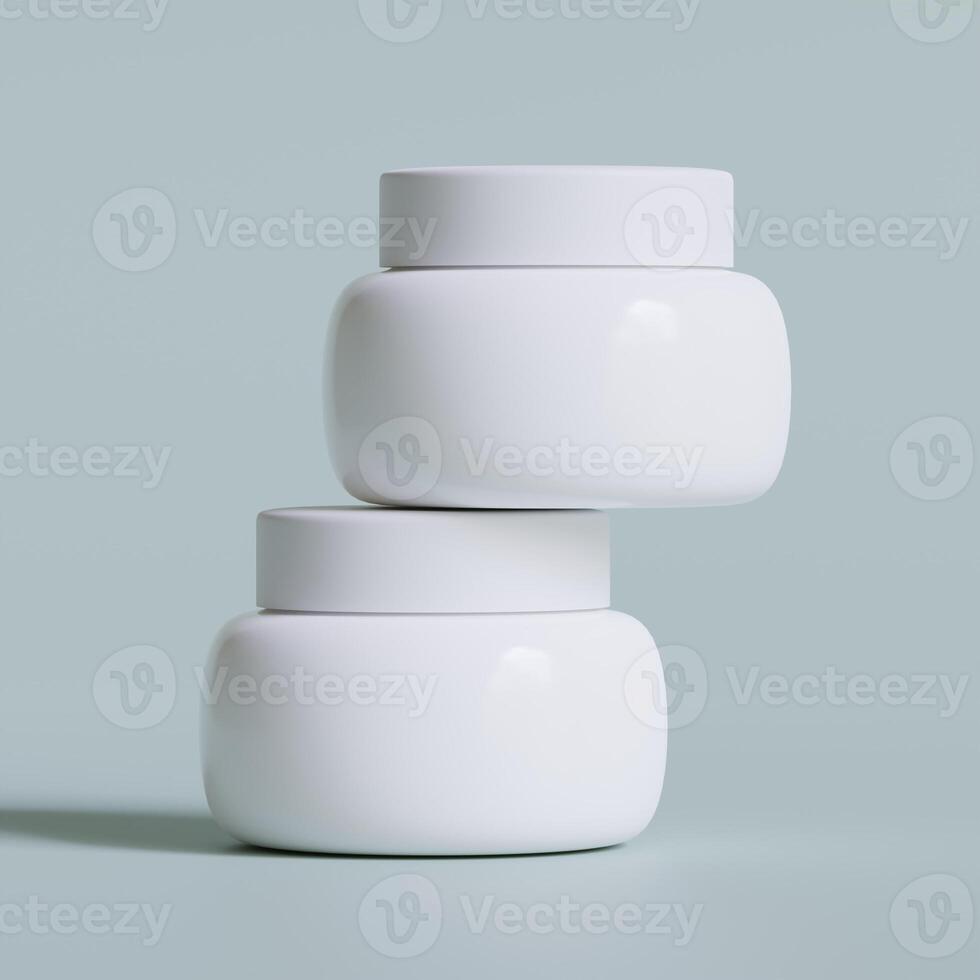 Round packaging of cream. Jar of cream isolated on backgroun color photo