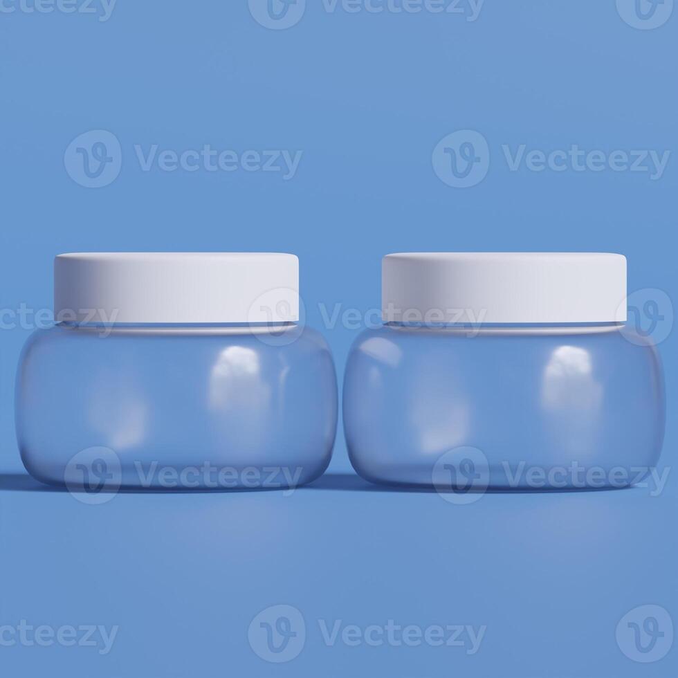 Beauty cosmetic on background color, face care cream, dropper, brush on for healthy make up. Product container design bottles. Skin care products on empty background photo