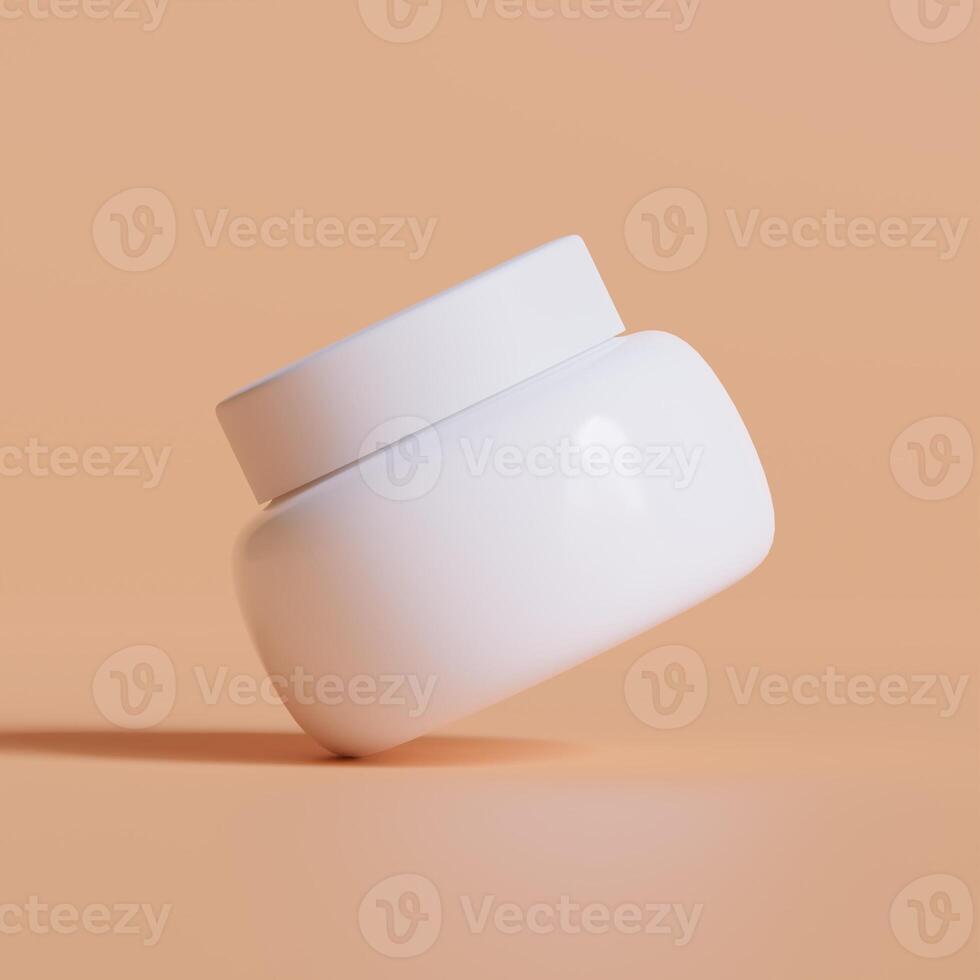 Round packaging of cream. Jar of cream isolated on backgroun color photo