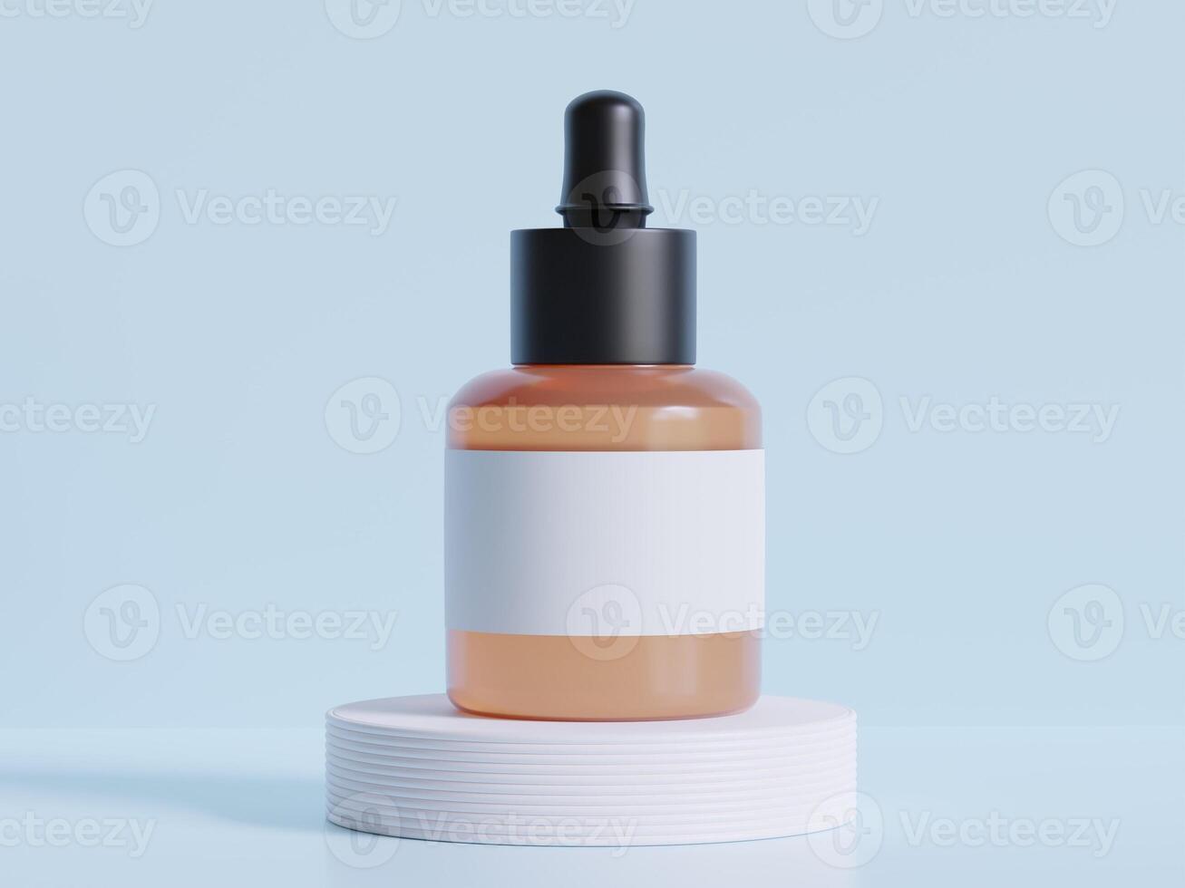 Realistic cosmetic bottle. Beauty product container set, plastic bottle illustration blank. spray bottle, cream tube and jar mockup collection on the podiun 3D. Clear spa hygiene object photo