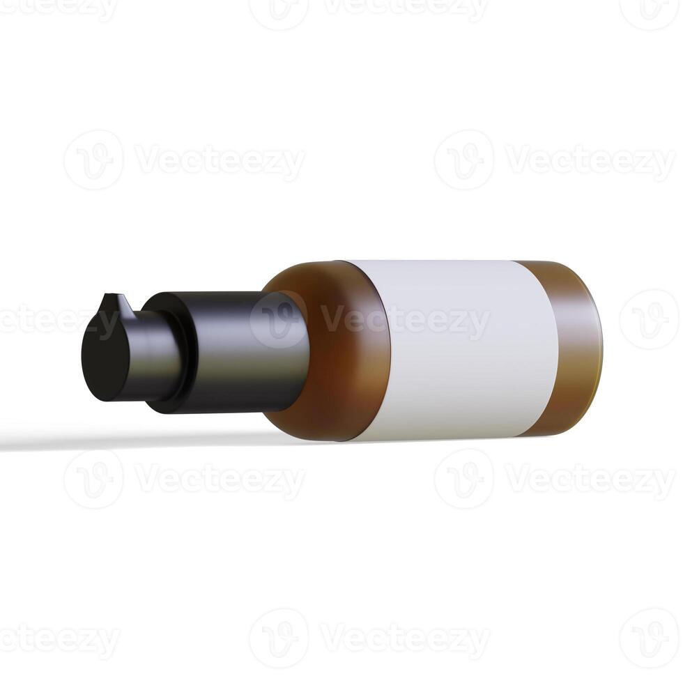 Cosmetic bottle brown color realistic texture white blank label 3D Illustration on white background photo