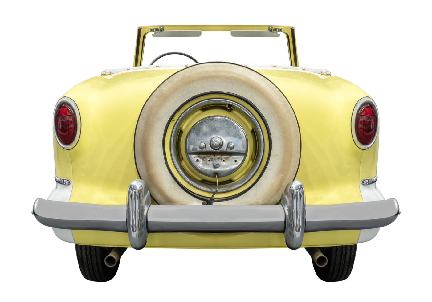 Rear view yellow retro car png